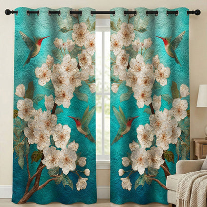 Turquoise Blossom Song Quilted Curtains NCU0TN284