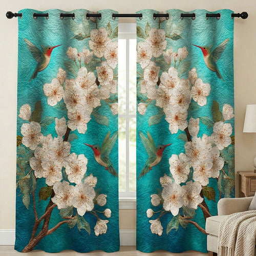 Turquoise Blossom Song Quilted Curtains NCU0TN284