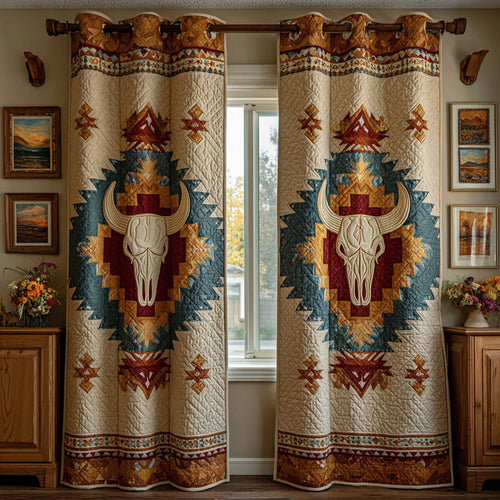 Turquoise Mesa Skull Quilted Curtains NCU0DH863