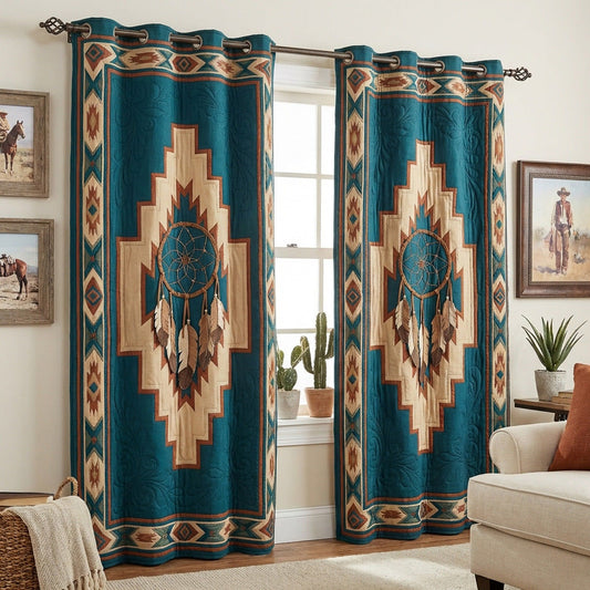 Turquoise Spirit Star Quilted Curtains NCU0DH873