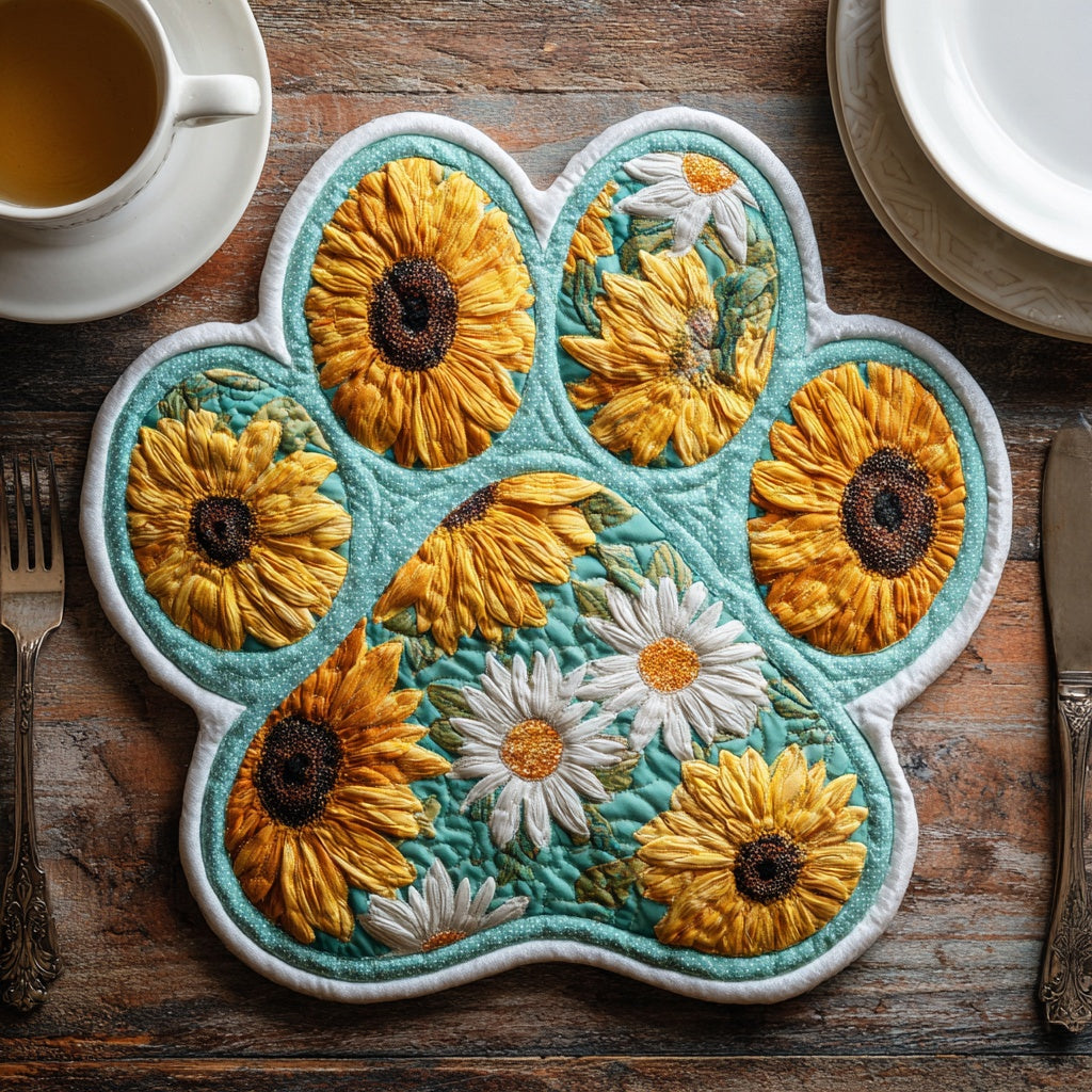 Turquoise Sunflower Custom Shape Quilted Placemat NCU0LV082