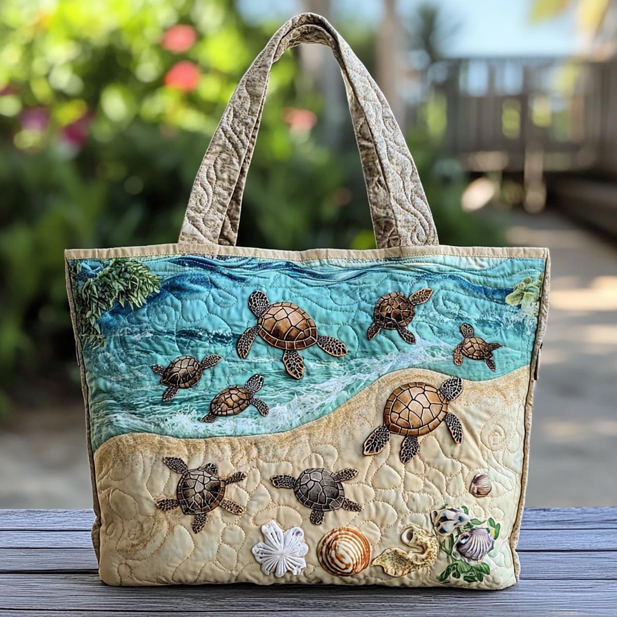 Turtle Breeze Quilted Tote Bag NCU0DK8789