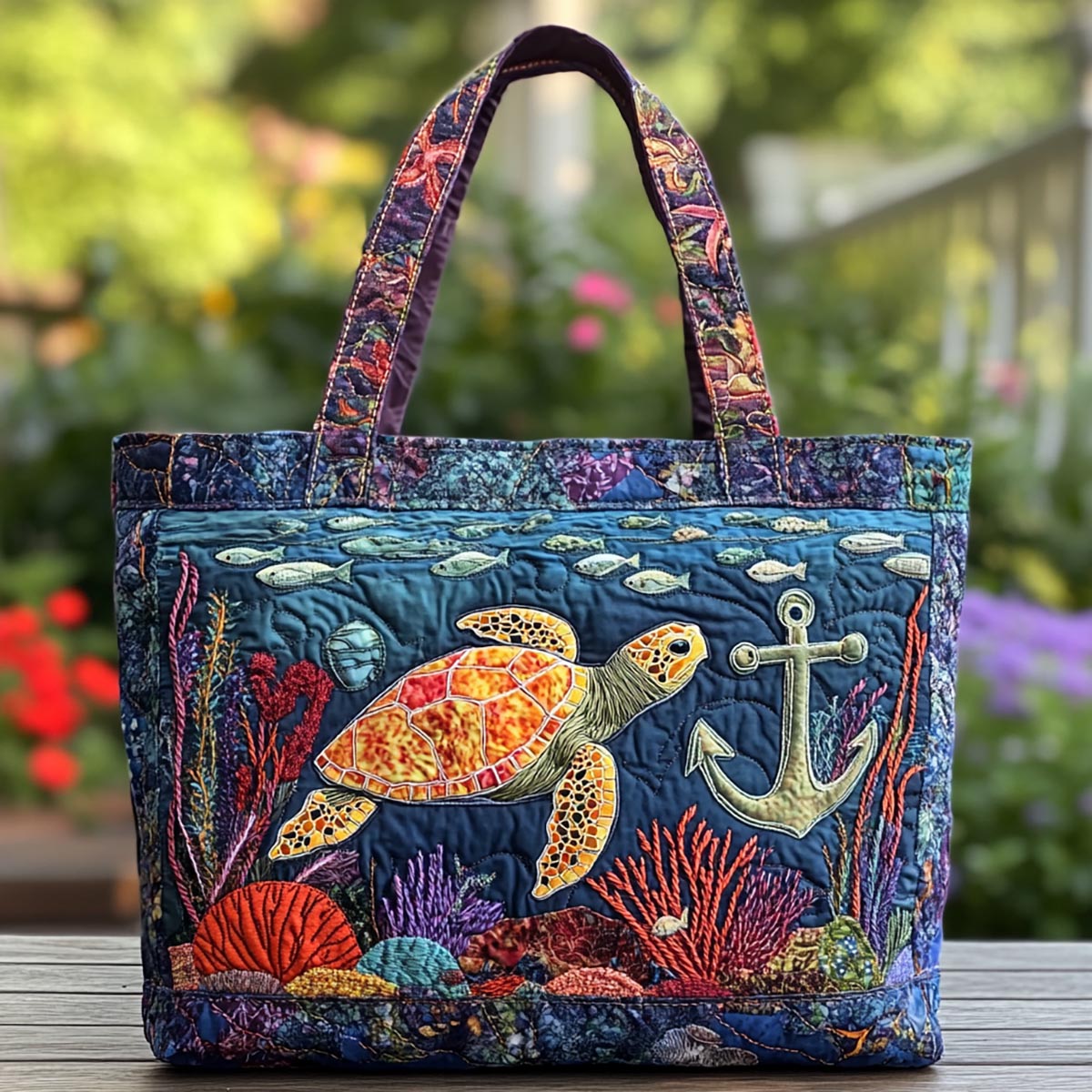 Turtle Tales Quilted Tote Bag NCU0DK8784