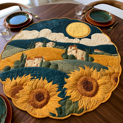 Tuscan Sunflowers Custom Shape Quilted Table Topper NCU0LV260