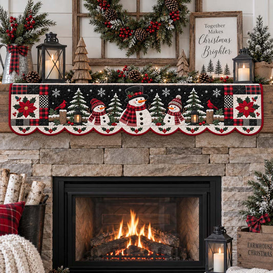 Twilight Snowman Lantern Quilted Mantel Scarf SN0HH0370