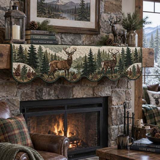 Twin Stag Glade Quilted Mantel Scarf SN0HH0346