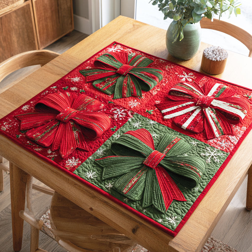 Twinkle Bow Quilted Table Topper NCU0NTD262