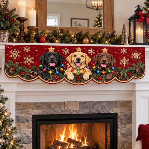Twinkling Labrador Smiles Quilted Mantel Scarf SN0HH0477
