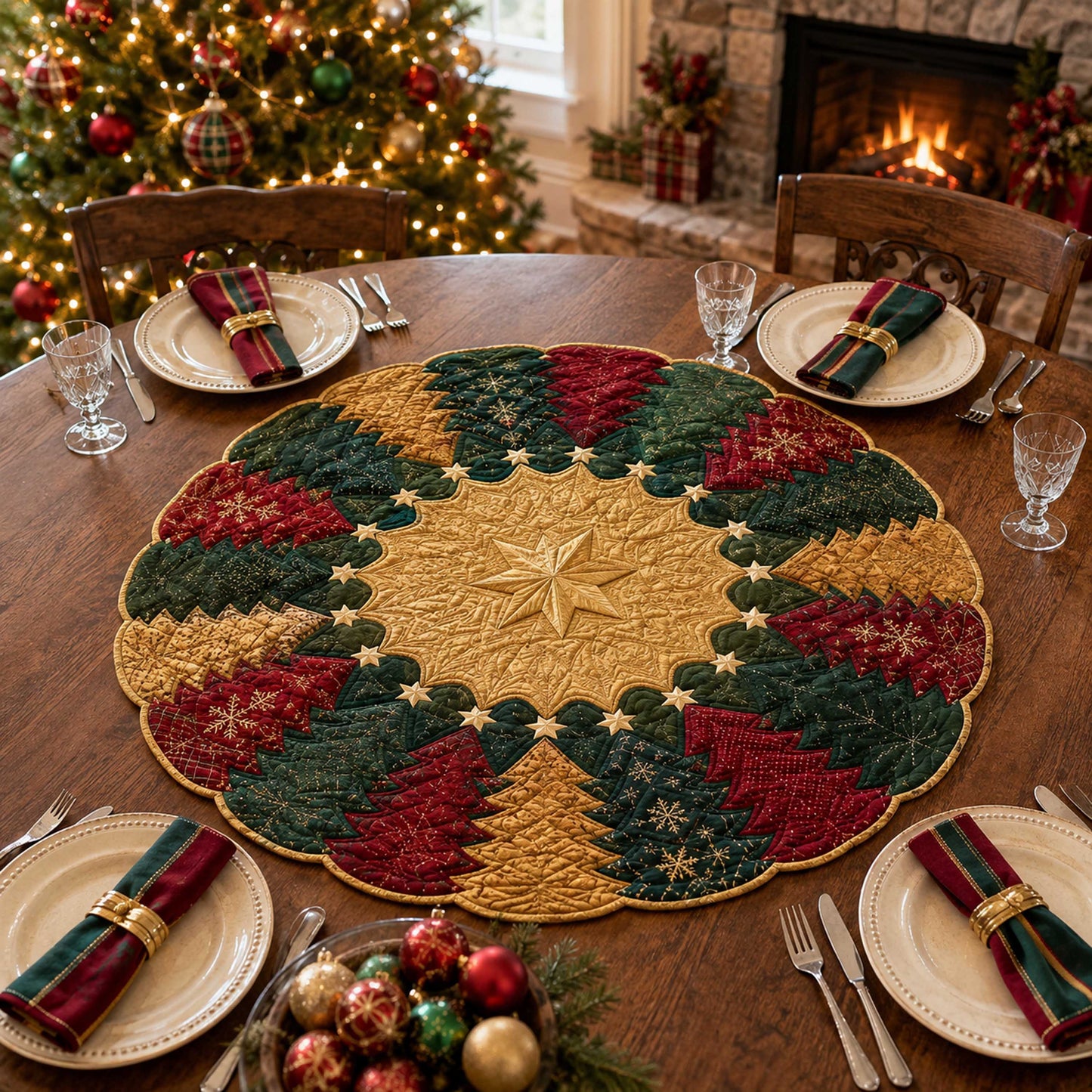 Twinkling Tree Custom Shape Quilted Table Topper SN0TD165