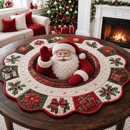 Two-Tone Santa Claus Custom Shape Quilted Table Topper SN0HH0136