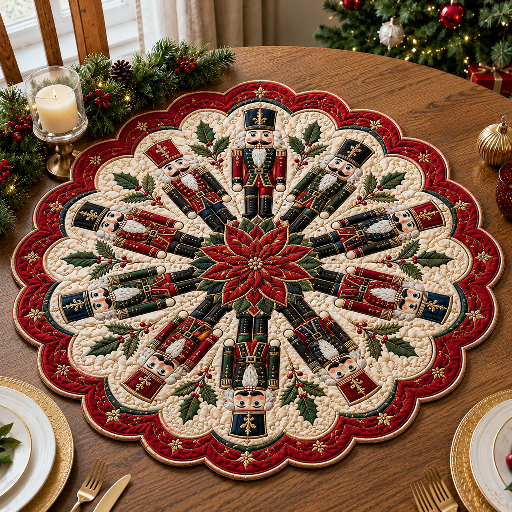 Velvet Nutcracker Bloom Custom Shape Quilted Table Topper SN0HH0090