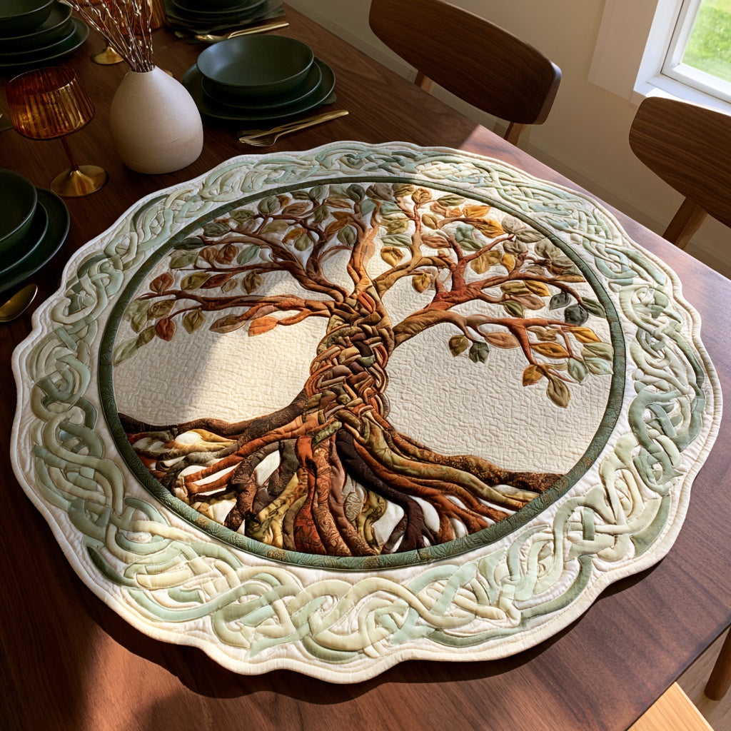Verdant Branches Custom Shape Quilted Table Topper NCU0LV289