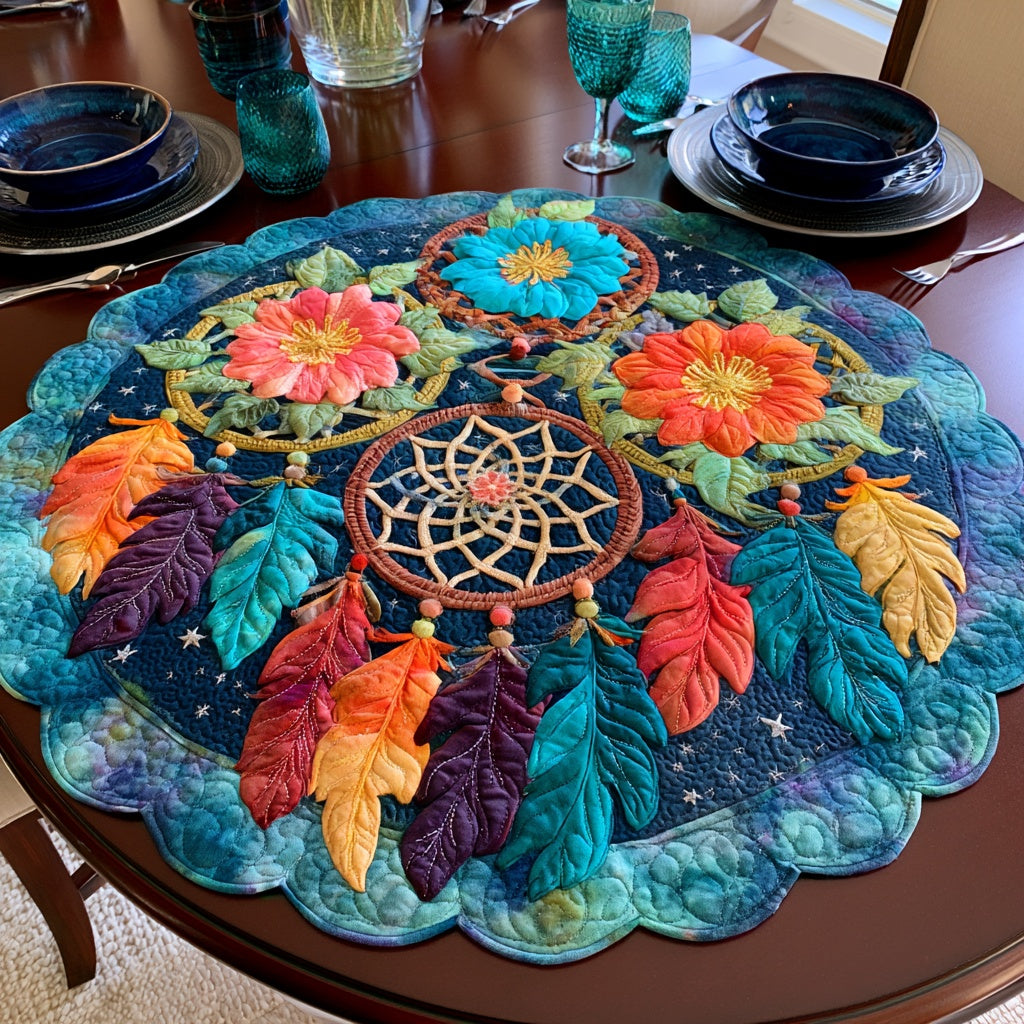 Vibrant Blooms Custom Shape Quilted Table Topper NCU0LV248