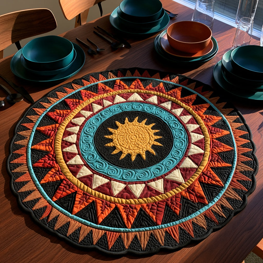 Vibrant Sun Custom Shape Quilted Table Topper NCU0LV220