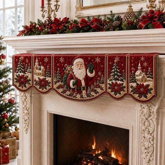Village Santa Claus Quilted Mantel Scarf SN0HH0236