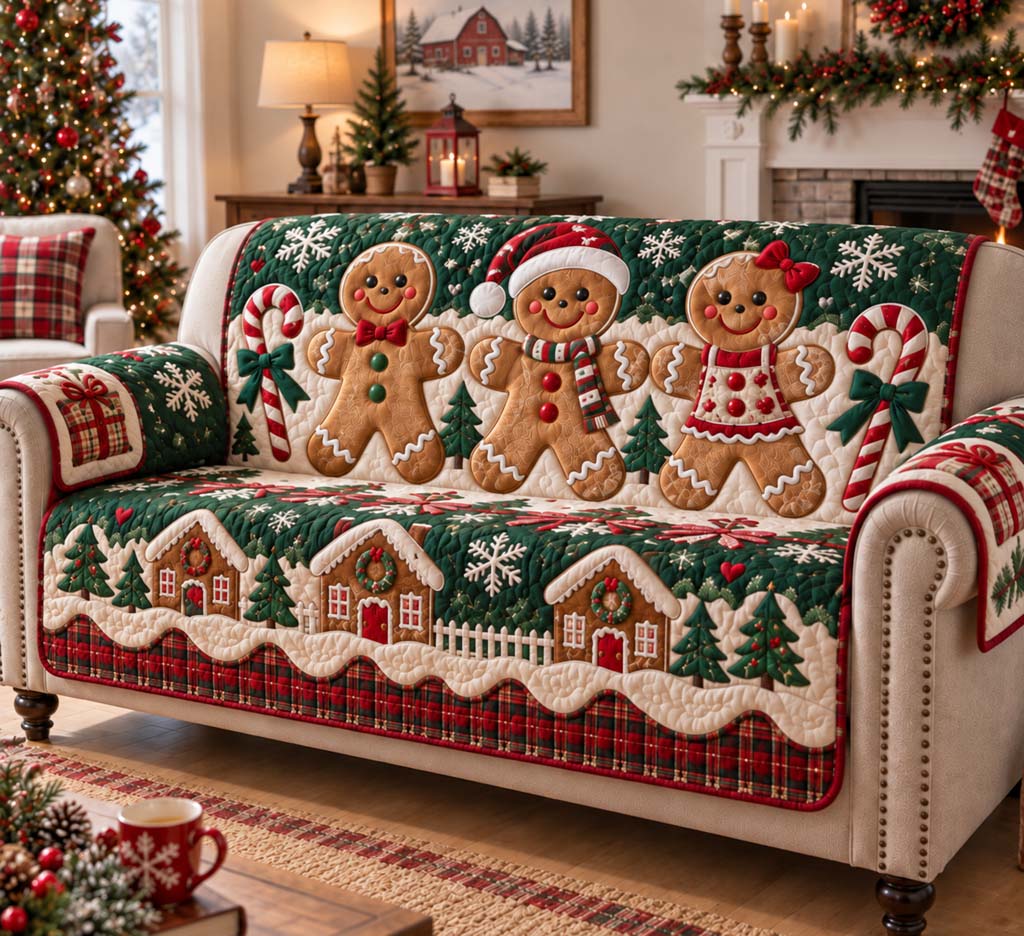 Village Gingerbread Noel Quilted Sofa Cover SN0HH0423