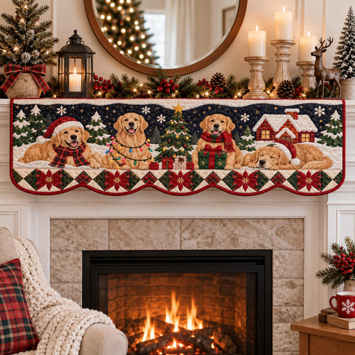 Village Golden Retriever Quilted Mantel Scarf SN0HH0402