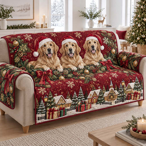 Village Golden Trio Quilted Sofa Cover SN0HH0412