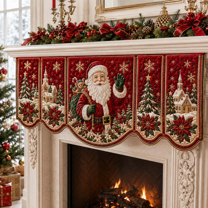 Village Santa Claus Quilted Mantel Scarf SN0HH0236