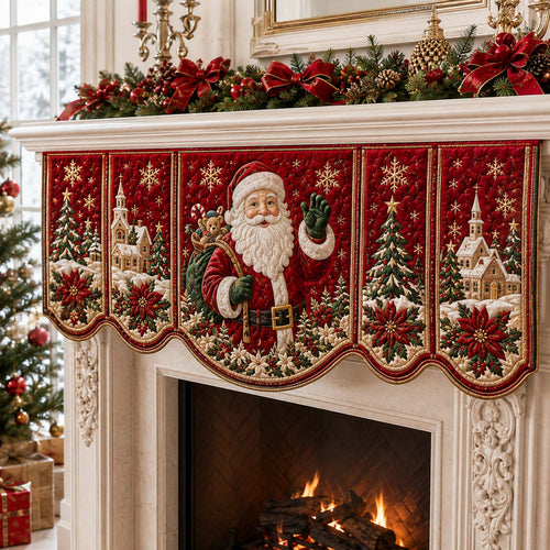 Village Santa Claus Quilted Mantel Scarf SN0HH0236