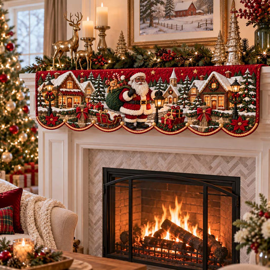 Village Santa Quilted Mantel Scarf SN0HH0393