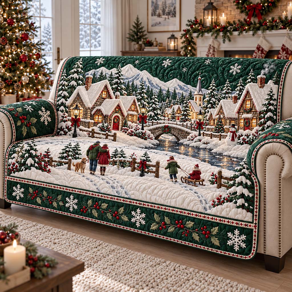 Village Stroll Quilted Sofa Cover SN0HH0486