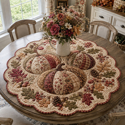 Vintage Autumn Grace Custom Shape Quilted Table Topper SN0PT636