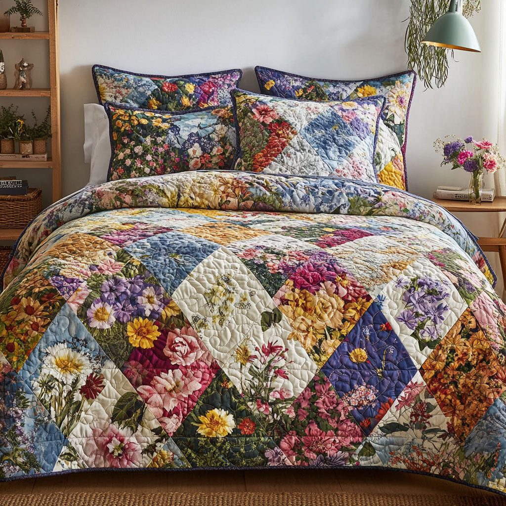 Vintage Bloom 3-Piece Quilted Bedding Set NCU0PT4909