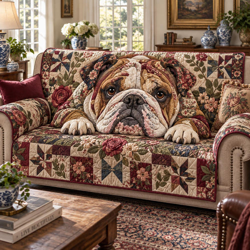 Vintage Bulldog Garden Quilted Sofa Cover SN0DV652