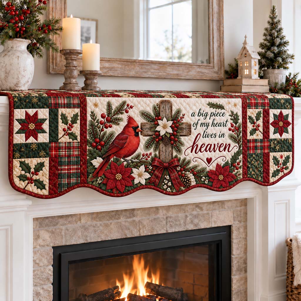 Vintage Cardinal Quilted Mantel Scarf SN0HH0607