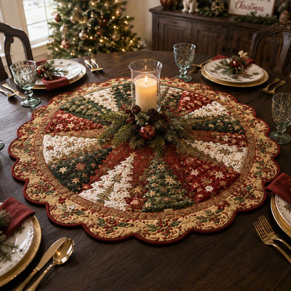Vintage Christmas Custom Shape Quilted Table Topper SN0DV426