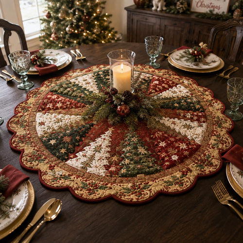 Vintage Christmas Custom Shape Quilted Table Topper SN0DV426