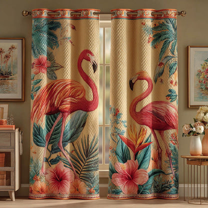 Vintage Flamingo Garden Quilted Curtains NCU0DH938