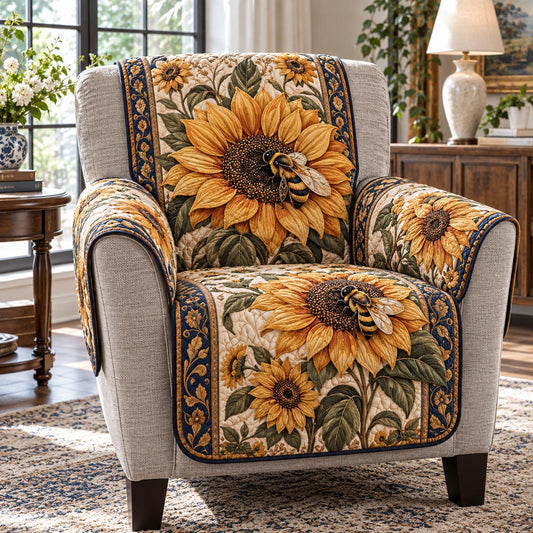Vintage Golden Sunflower Quilted Sofa Cover SN0DV1052