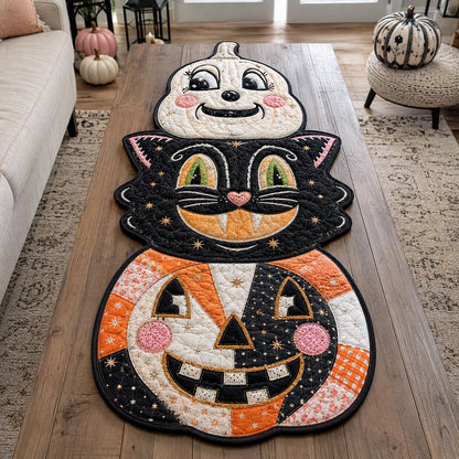 Vintage Halloween Trio Custom Shape Quilted Table Runner SN0DV132