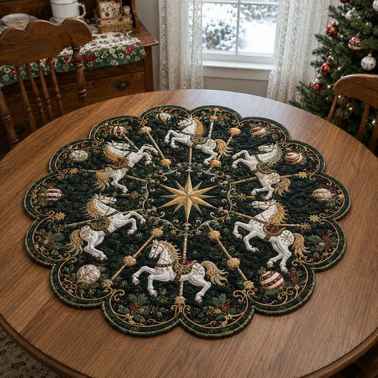 Vintage Holiday Horses Custom Shape Quilted Table Topper SN0PT919