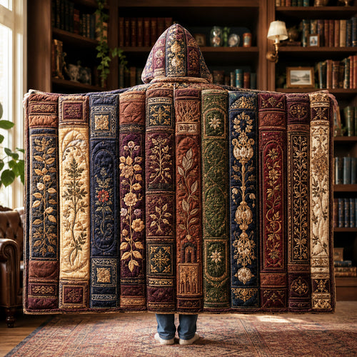 Vintage Library Quilted Hooded Blanket SN0TV072