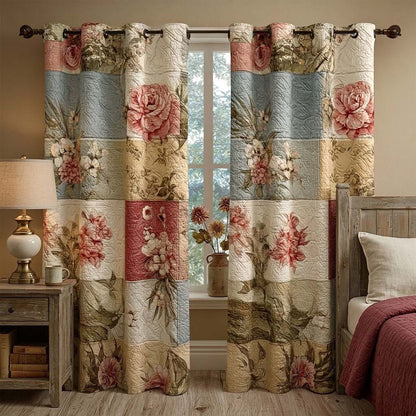 Vintage Peony Quilted Curtains NCU0QQ332