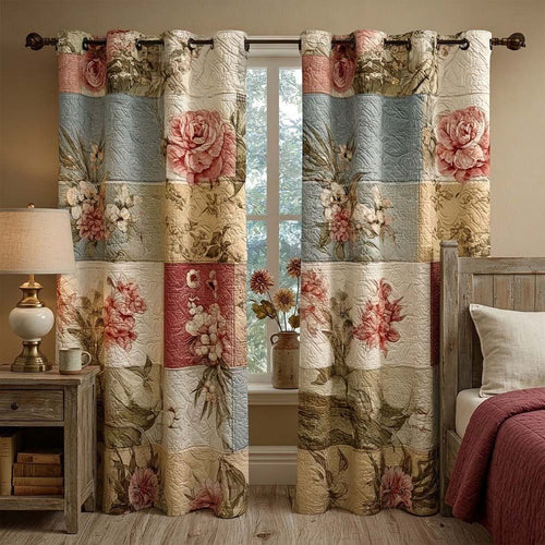 Vintage Peony Quilted Curtains NCU0QQ332