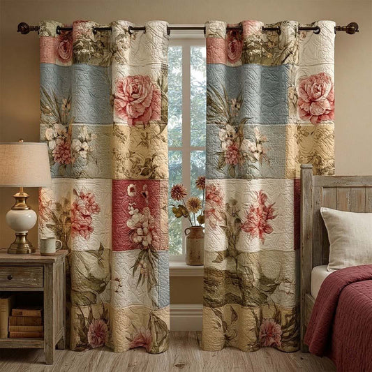 Vintage Peony Quilted Curtains NCU0QQ332