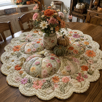 Vintage Pumpkin Garden Custom Shape Quilted Table Topper SN0PT637