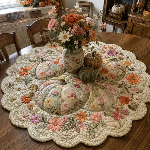 Vintage Pumpkin Garden Custom Shape Quilted Table Topper SN0PT637