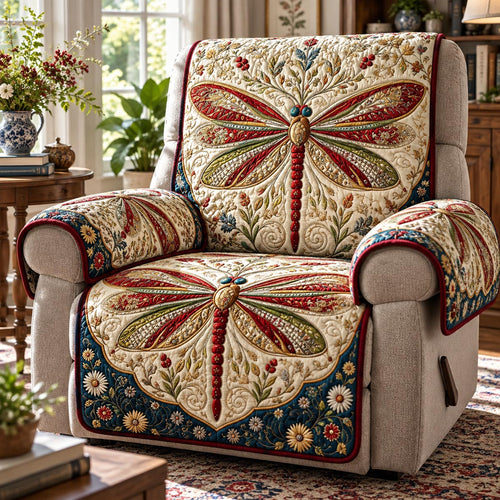 Vintage Ruby Dragonfly Quilted Sofa Cover SN0DV1067