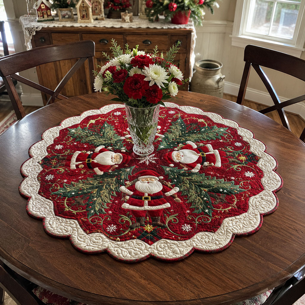 Vintage Santa Cheer Custom Shape Quilted Table Topper SN0PT702