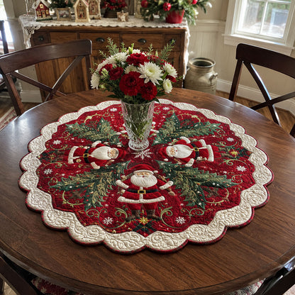 Vintage Santa Cheer Custom Shape Quilted Table Topper SN0PT702