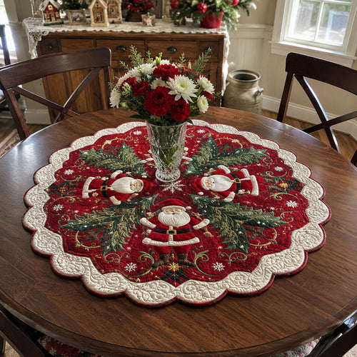 Vintage Santa Cheer Custom Shape Quilted Table Topper SN0PT702