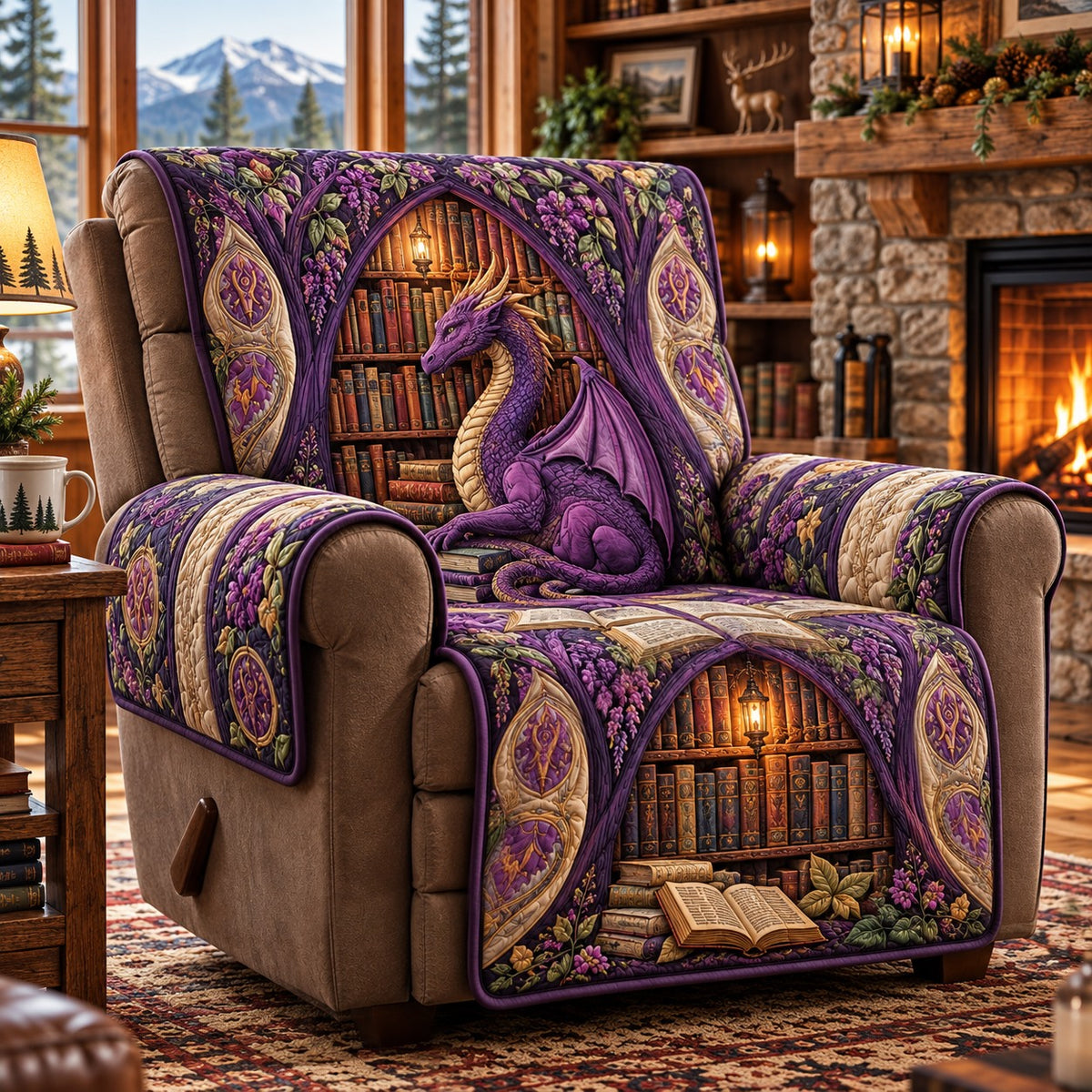 Violet Arch Dragon Quilted Sofa Cover SN0PT1432