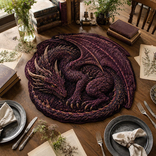 Violet Dreaming Wyrm Custom Shape Quilted Table Topper SN0DV402