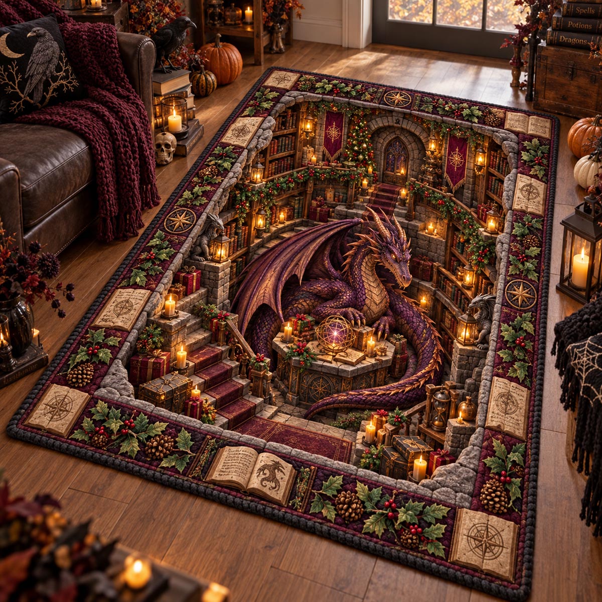 Violet Mystic Dragon Area Rug SN0DV840