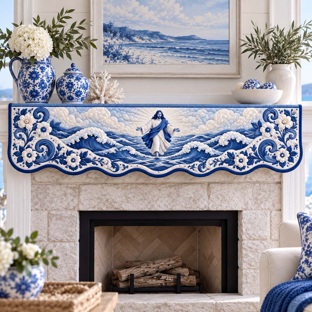 Walking on Waves Quilted Mantel Scarf SN0HH0994